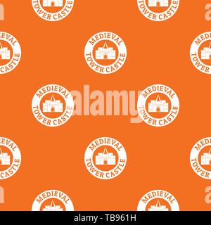 Tower castle pattern vector orange Stock Vector