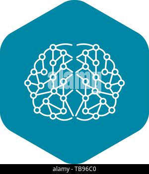 Artificial brain icon, outline style Stock Vector