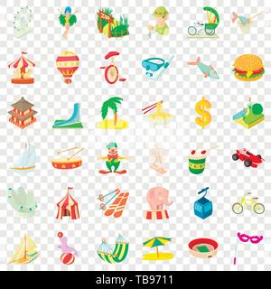Journey icons set, cartoon style Stock Vector