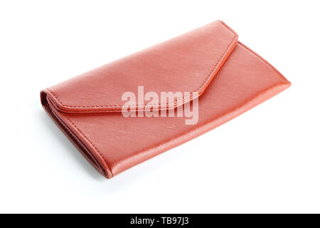 Leather wallet on white background Stock Photo