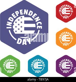 Independence day icons vector hexahedron Stock Vector