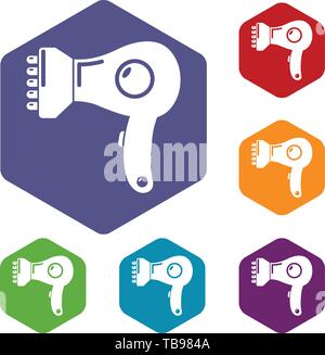 Hair dryer icons vector hexahedron Stock Vector