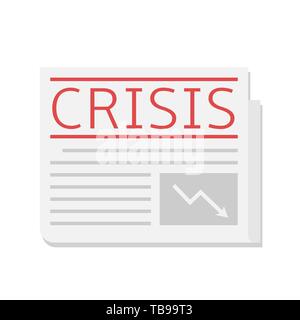 Newspaper icon. Economic Crisis concept, Vector illustration Stock Vector