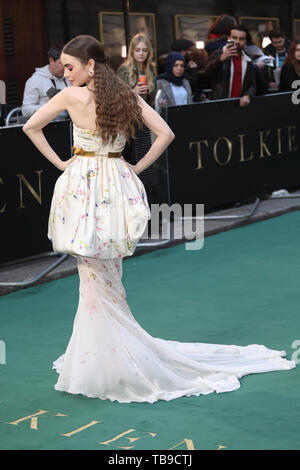 UK premiere of Tolkien held at the Curzon - Arrivals  Featuring: Lily Collins Where: London, United Kingdom When: 29 Apr 2019 Credit: Lia Toby/WENN.com Stock Photo