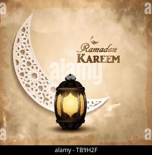 Gold vintage luminous lantern background Stock Vector