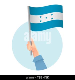 Honduras flag in hand. Patriotic background. National flag of Honduras  illustration Stock Photo