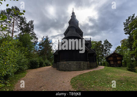 Gol Stave Church (Gol Stavkyrkje) is a typical Norwegian church part of Oslo open air museum  Norsk Folkemuseum, Norway Stock Photo