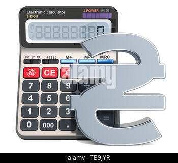 Calculator with hryvnia symbol, 3D rendering isolated on white background Stock Photo
