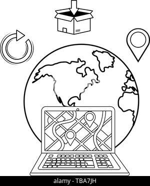 delivery tracking service shipping business logistic cartoon vector illustration graphic design Stock Vector
