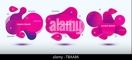 Sets of abstract liquid banner background molecular style Stock Vector