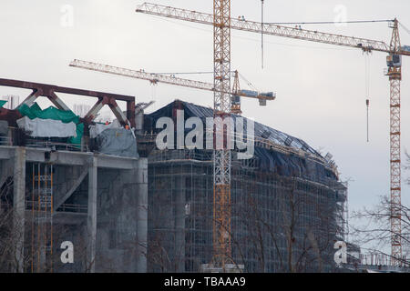 St. Petersburg, Russia - December 23, 2012: Construction Gazprom Arena. Zenit Arena. Stock Photo