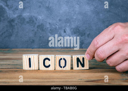 Icon - word from wooden letters Stock Photo