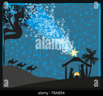 Birth of Jesus in Bethlehem - abstract card Stock Photo