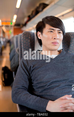 A couple on a train. Stock Photo