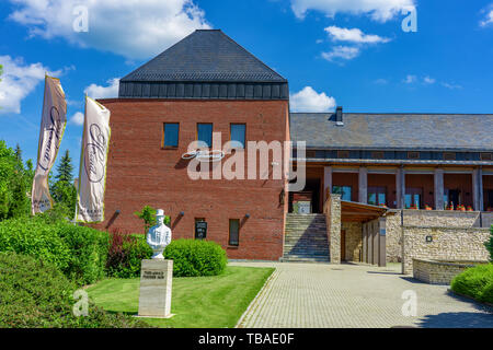 Herend, HUNGARY, - 05.25. 2019: Herend Porcelain Manufacture building from outside, specializing in luxury hand painted and gilded porcelain. Founded  Stock Photo
