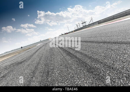 Empty asphalt road in blue cloudsky Stock Photo