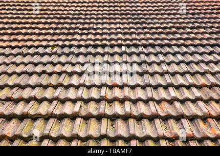 Close up of old rubber roof tiles Stock Photo