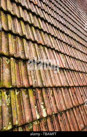 Close up of old rubber roof tiles Stock Photo