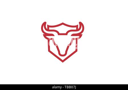 Creative Red Shield Bull Logo Design Symbol Vector Illustration Stock Vector