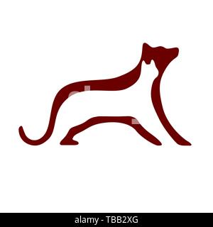 Vector illustration. Cat and dog simple icon. Flat and plain color. Stock Vector