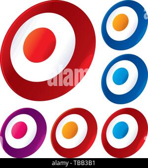 Vector illustration. Six target icons in different colors. Isolated. Stock Vector