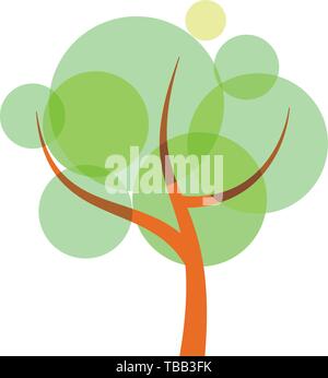 Vector illustration. Translucent geometric tree symbol. Clean and flat style. Stock Vector