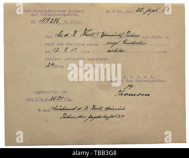 Reserve 1st Lieutenant Heinrich Kroll - an acknowledgement of his 14th ...