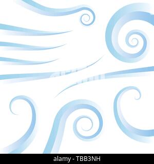 Vector illustration. Wind background with different geometric soft swirls. Stock Vector
