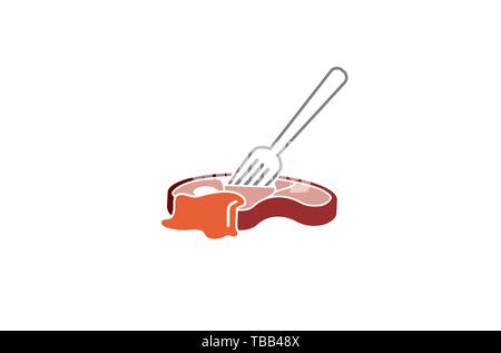 Creative Meat Flesh Fork Logo Design Symbol Vector Illustration Stock Vector