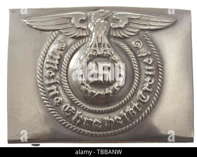THE JOHN PEPERA COLLECTION, An SS EM/NCO Belt Buckle, Stamped nickel, smooth outer field, embossed centre design, reverse stamped 'O & C' and 'ges.gesch.'., Editorial-Use-Only Stock Photo