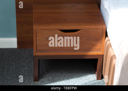 Wood bedside table. Modern designer Stock Photo
