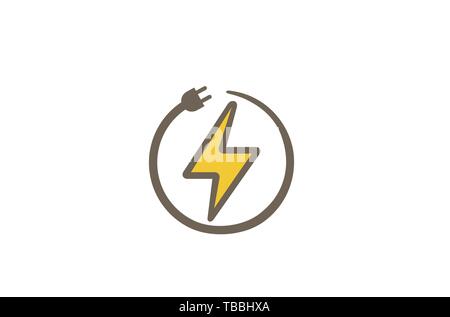 Creative Bolt Plug Circle Logo Design Symbol Vector Illustration Stock Vector