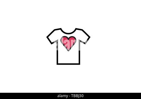 Creative Tee Shirt Heart Love Logo Design Symbol Vector Illustration Stock Vector
