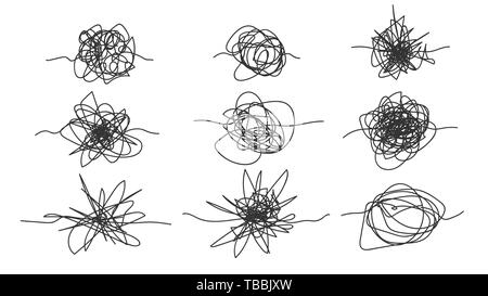 Monochrome Freehand Drawn Scrawl Sketch Set Vector Stock Vector