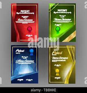 Colorful Collection Of Patent Document Set Vector Stock Vector