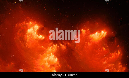 Fiery glowing nebula fractal, computer generated abstract background, 3D rendering Stock Photo