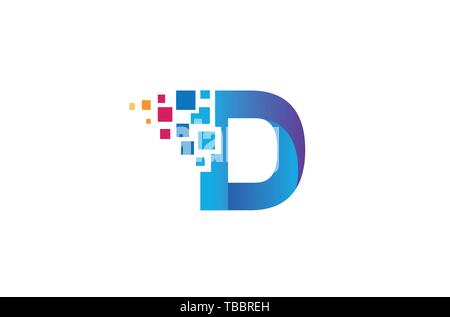 Creative D Letter Pixel Logo Design Symbol Vector Illustration Stock Vector