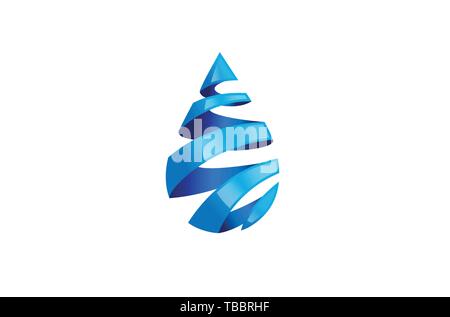 Creative Blue Spiral Droplet Logo Design Symbol Vector Illustration Stock Vector
