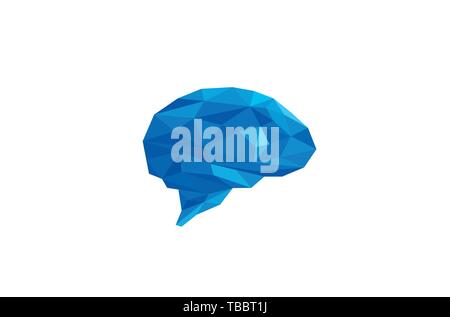 Creative Blue Pixelated Brain Logo Vector Illustration Stock Vector