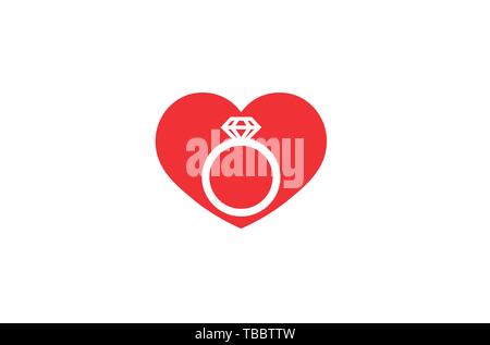 Creative Heart Ring Love Wedding Logo Design Symbol Vector Illustration Stock Vector