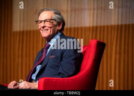 Robert Caro, two-time Pulitzer Prize-winning author, during a discussion on his latest book at the LBJ Presidential Library April 15, 2019 in Austin, Texas. Caro spoke about his new book, Working, a collection of vivid, candid, and deeply revealing stories about researching and writing his acclaimed books. Stock Photo