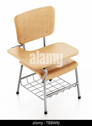 Student chair isolated on white background. 3D illustration. Stock Photo
