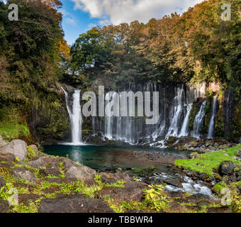 Shiraito Falls near Mount Fuji in Autumn Stock Photo