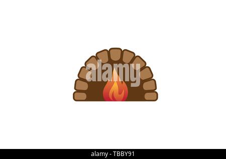 Creative Traditional Oven Fire Logo Design Symbol Vector Illustration Stock Vector