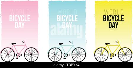 world bicycle Day vector template. Design for banner, greeting cards or Poster. - Vector Stock Vector