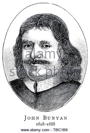 John Bunyan portrait, 1628 – 1688 was an English writer and Puritan preacher best remembered as the author of the Christian allegory The Pilgrim's Progress Stock Photo