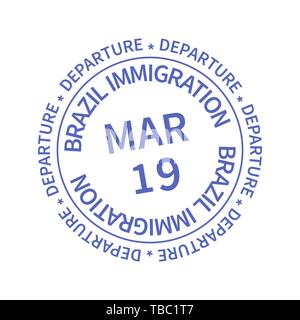 Brazil International travel visa stamp isolated on white. Arrival sign violet rubber stamp with texture Stock Vector