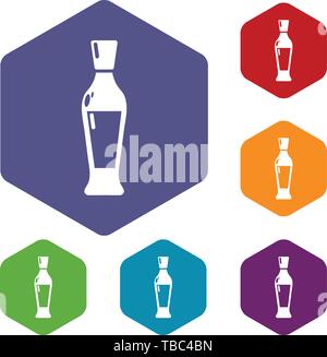 Wine bottle icons vector hexahedron Stock Vector