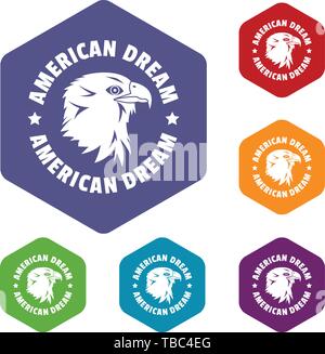 American dream eagle icons vector hexahedron Stock Vector