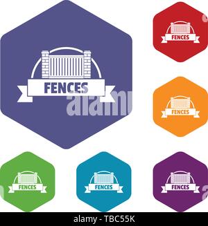 Fence brick icons vector hexahedron Stock Vector